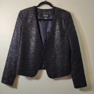 Trouve Black Sparkly Tweed Zipper Arm Blazer M